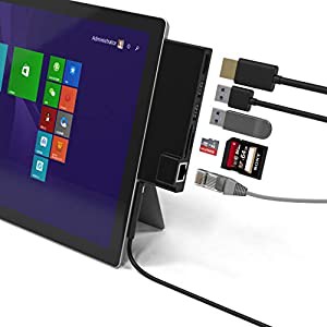 「最新型」Microsoft Surface Pro 4/Pro 5/Pro 6 用USB 3.0 ハブ 6in1ドッキングステーション 4K HDMI ポート + SD&Micro SDカー