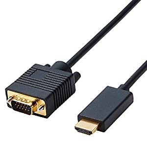 エレコム 変換ケーブル HDMI VGA 2.0m ブラック CAC-HDMIVGA20BK(中古品)