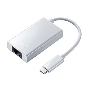 サンワサプライ USB3.1 Type-C-LAN変換アダプタ USBハブポート付き ホワイト USB-CVLAN4W(中古品)