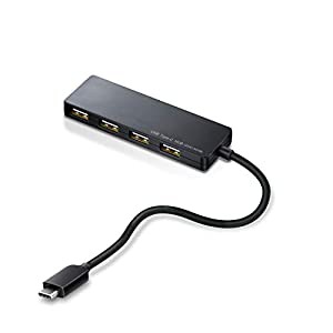 エレコム usbハブ USB2.0 Type-C Aメス4ポート バスパワー 15cmケーブル MacBook/iPad/Surface GO Pro 7 / Chromebook等 対応ブ 