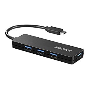 バッファロー USB3.1 Gen1対応 USBハブ ［USB Type-Cオス - USB Aメス×4］（ブラック） BSH4U120C1BK(中古品)