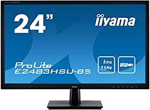 マウスコンピューター iiyama モニター ディスプレイ E2483HSU-B5(24型/TN非光沢/1ms/1920x1080/USBハブ/DP,HDMI,D-Sub)(中古品)