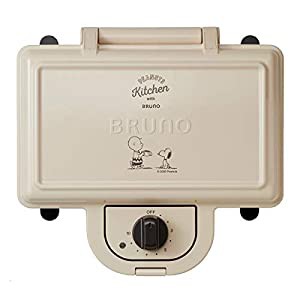 BRUNO ブルーノ ホットサンドメーカー スヌーピー 耳まで焼ける 電気 ダブル PEANUTS BOE069-ECRU(中古品)