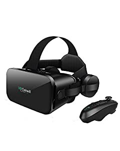 最新 VRゴーグル VRヘッドセット VRヘッドマウントディスプレイ 3D スマホVR ヘッドホン付き モバイル型 (黒)(中古品)