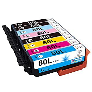 【Miss Deer】エプソン用 epson インクカートリッジ 80 IC6CL80L IC80L 80L 6色( 黒3本) 8本 とうもろこし インク 互換 残量表示