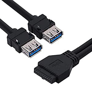 USBマウントケーブル usb 2.0 to usb 3.0 19ピン/20 ピン メス - デュアル USB 3.0 デスクトップ フロントマザーボードパネル マ