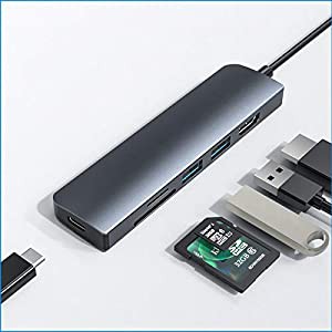 Reals USB C ハブ 6 in 1,usb hub コンパクトUSB C ハブ6-in-1 USB Type C ハブ ウルトラスリム 収納袋付き 軽量・超小型 持ち運