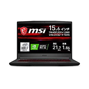 【RTX2060搭載・薄型・軽量】MSIゲーミングノートPC GF65 1.86Kg i7 RTX2060/15.6FHD/144Hz/16GB/512GB/GF65-10SER-257JP(中古品