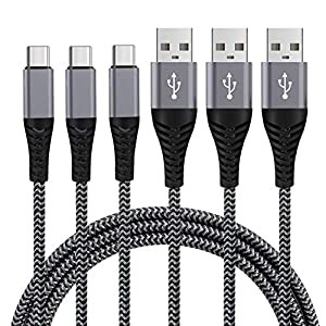 USB Type C ケーブル 【3本セット 2m + 2m + 2m】 3A 急速充電 高耐久 スマホ タイプC 断線防止 高速データ転送 ナイロン編み 充