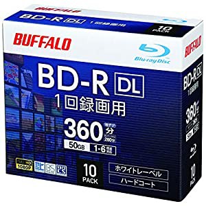 【Amazon.co.jp限定】 バッファロー ブルーレイディスク BD-R DL 1回録画用 50GB 10枚 ケース 片面2層 1-6倍速 ホワイトレーベル