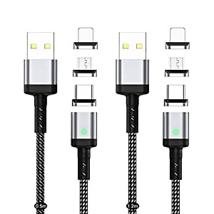 USB マグネット式充電ケーブル SUNTAIHO USBケーブル【0.5M+1.2M/2本セット】QC3.0 急速充電とデータ伝送 iPhone対応 USBケーブ 