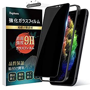 覗き見防止フィルム iPhone11 Pro Max/Xs Max ガラスフィルム プライバシー保護 日本製素材旭硝子製 硬度9h 防塵ネット付き 全面