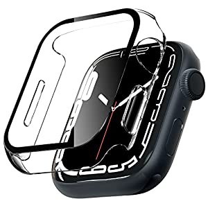 【2個入り】Juyya Apple Watch 7/8 ケース アップルウォッチ カバー PC 強化ガラス 保護フィルム スマートウォッチアクセサリー 