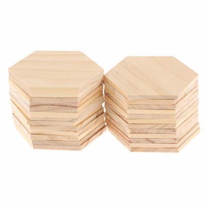 P Prettyia 木材チップ 装飾用木材チップ 木製カード 六角形 小物 DIY 装飾 部屋飾り物 25個セット