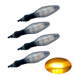 MGM ターンシグナル Eマーク認証 車検対応 4個 セット バイク用 汎用 LED 高輝度 ウインカー 12V 川崎 本田 ヤマハ 鈴木 (クリア/４個, 