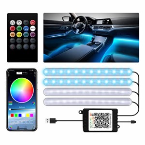 LEDGLE ledテープライト 車用 48LED APPコントロール&リモコン 音に反応 RGB 雰囲気ライト 車内装飾 USB式 10W 全8色に切替 フットランプ