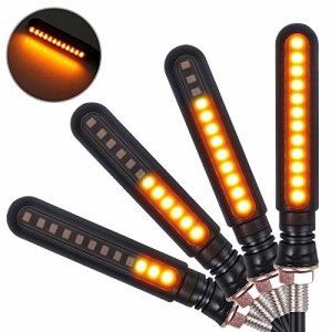 Justech LED バイク ウインカー 24LED 12V 汎用 流れるウィンカー 高輝度 転向ライト IP65防水 4個セット (アンバ)