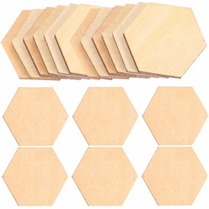 EXCEART 木材 木製スライス 木材チップ 木材 板 天然木 木片 角材 100ピース 30mm 未完成 六角 DIY
