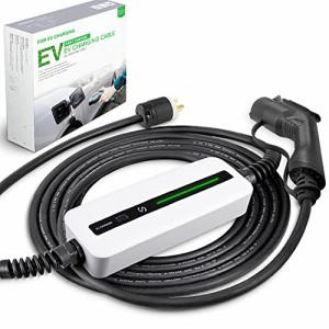 Morecevse EV充電器100V 電気自動車充電器 LCD SAEJ1772車の充電器 EV充電ケーブル15A PHEV充電器インジケーターライト付き6m……