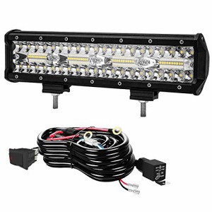 作業灯 led ライトバー 車 LED ワークライト12V 12インチ 180W 12V-24V兼用 IP67防水 広角/狭角 ホワイト リレーハーネス付き 車外灯/前