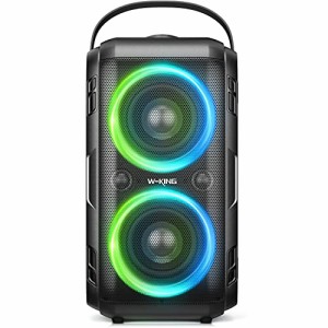 W-KING 80W Bluetoothスピーカーラウド 、スーパー重低音、巨大な105dBサウンドポータブルパーティースピーカー、混合色LEDライト、24H P