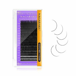 NAGARAKUまつげエクステ合成ミンクトレーに16列軽く長持ちのつけまつげマツエク(0.07 D 7-15mm Mix)