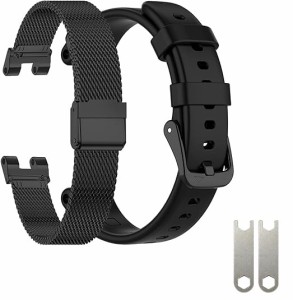 EANWireless Garmin Lilyバンド ミラネーゼステンレススチール*シリコンスポーツストラップ 交換用シルクアクセサリー レディーススマー