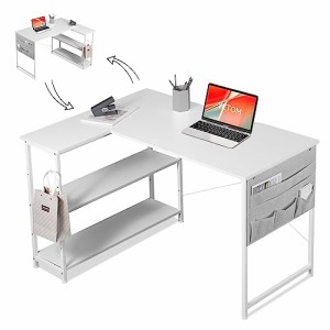 YeTom パソコンデスク l字 机 オフィスデスク 右/左棚 ?子 幅107cm desk l字型デスク コーナーデスク つくえ 棚板高さ調節可能 事務机 L