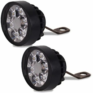 Meliore LED フォグランプ バイク 用 ハンドル ボールジョイント 調整 6LED フォグ M10 10mm ステー 付き ミラー 共締 取付 汎用 2個 セ