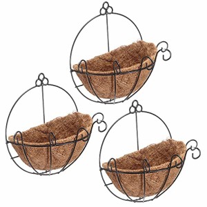 （なないろ館）半円形 ハンギングバスケット 3個セット 寄せ植え プランター 壁掛け 屋外 フェンス 花 植物 ガーデニング (横幅25cm)