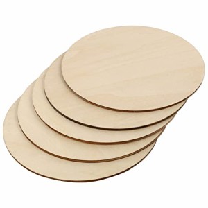Toyvian 木製スライス 木片 丸型 未完成 diy落書き 木材チップ 木材スライス 装飾用 木製カード ペンダント 小物 DIY 装飾 5ピースセット
