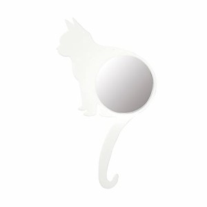 HORIUCHI MIRROR 【部屋を癒し空間に】 ネコ形 壁掛けミラー Cat Mirror(にぎにぎにゃんこ WH) アクリル製 割れない 安全 軽量 手鏡にも