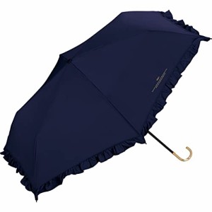 【2023年】Wpc. 雨傘 フェミニンフリル ミニ ネイビー 折りたたみ傘 50cm レディース 晴雨兼用 大人可愛い クラシカル ゴールドハンドル 