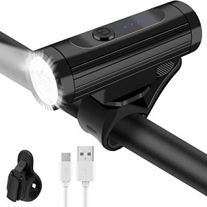 自転車 ライト 2500mAh大容量 LEDヘッドライト USB充電式 IPX6防水 防振 550ルーメン 高輝度 4つ調光モード 懐中電灯兼用 停電対応 ハン