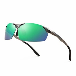 [FEISEDY] 偏光調光サングラス メンズ UV400 オーバル スクエア スモール 小さめ 合金 ハーフリムフレーム 軽量 スポーツ 自転車 釣り 運
