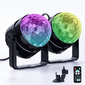 KcBlueJP ミラーボール ディスコライト【USB給電式】LED ステージライト 9色RGB 舞台照明 音声起動 多機能 水晶回転式ボールライト パー