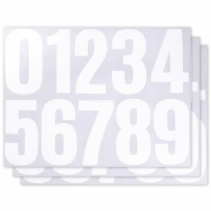 数字 シール 大きい 防水 ステッカー 番号シール ナンバー 大きめ 黒 白 (4インチ 白 3枚セット)