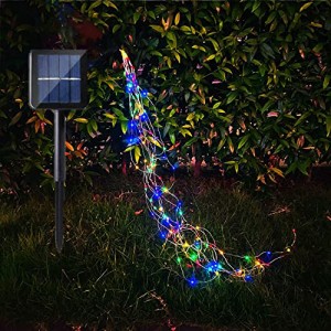 イルミネーションライト クリスマスツリー LEDライト 2m 200球 太陽光発電 耐熱 防水ワイヤーライト 8種類の点滅モード リモコン付き お