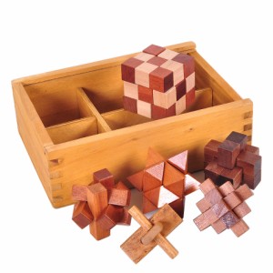 6個/セット中国の伝統的なおもちゃルバンロックユニークなマジック3Dの木製のパズル知的な木製のキューブ教育玩具ギフト