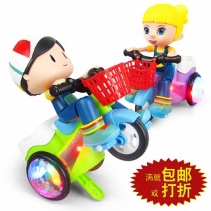 キッズ三輪車玩具漫画少年少女乗馬自転車ベビースタント車モデルで軽い音楽ダイナミックプレイ面白い子供誕生日ギフト