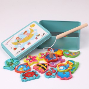 子供幼児木製磁気釣り玩具親子教育ブロック