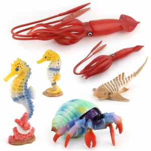 シミュレーション海洋動物モデル置物リアルなイカヤドカリサメアクションフィギュア教育玩具キッズギフト