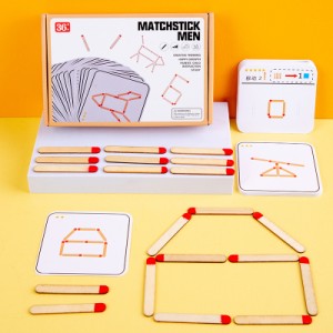 木製マッチ棒パズルゲーム DIY 数学論理思考トレーニングボードゲーム知育玩具子供の誕生日クリスマスギフト
