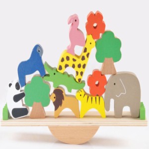 木製漫画の森動物シーソーキッズ早期教育バランスブロック玩具