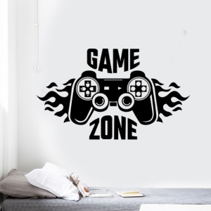 刻まれたゲームゾーンウォールステッカー壁画壁紙キッズボーイズルームデカールゲームポスター装飾