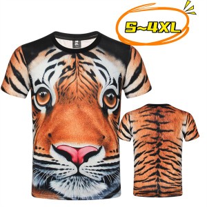 3D3Dプリント 動物柄 トラ柄 面白 Tシャツ メンズ 半袖 夏 Tシャツ  S-4X 人気 Tシャツ 大きいサイズ 速乾　dh025x6