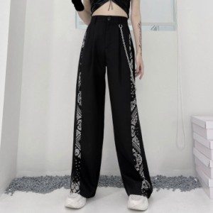 韓国ファッション ゆったり オルチャン ワイドシルエット ビッグサイズ ストレート パンツ 