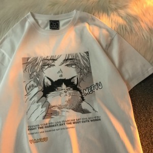 アニメ男子ニャン子イケメンtシャツ 原宿地雷系 病みかわいいアニメ