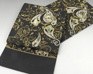袋帯 新品仕立付き 正絹 西陣 大光謹製 螺鈿ペイズリー模様 袋帯 未仕立 仕立て代込み
