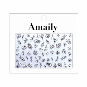 Amaily ネイルシール No.3-23 フラワースケッチ (白黒) 【アメイリー/ネイルアート/ネイルシール/ネイル用品/ジェルネイル】